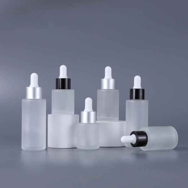 1oz Cylinder Flat Shoulder Frosted Dropper Essential Oil Bottle for Other Cosmetic within Glass Material