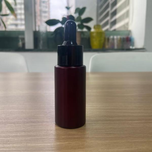 15ml Dark Red Essential Oil Bottle Glass Dropper Bottle Cosmetic Packaging for Serum Oil Customized Logo and Painting OEM