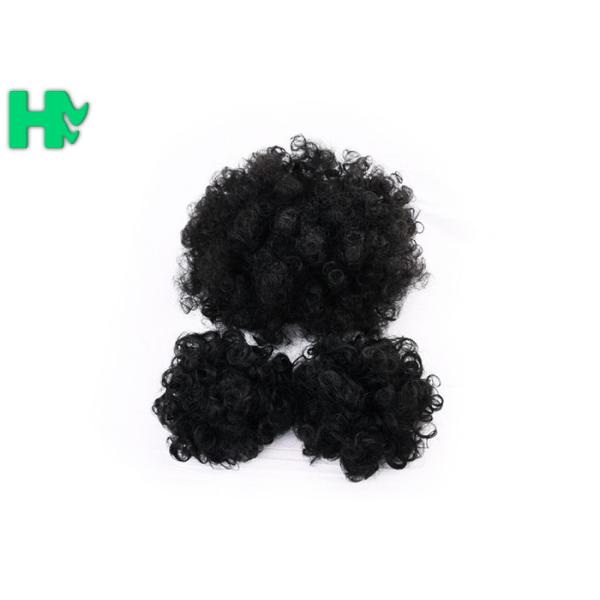 Black Synthetic Hair Pieces , Afro Curly Human Hair Ponytail Extensions