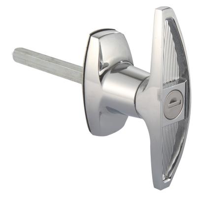 Meigu MS316-A-1 maçaneta em T cromada com trava de porta ferragens maçaneta em forma de T trava de portão porta de galpão