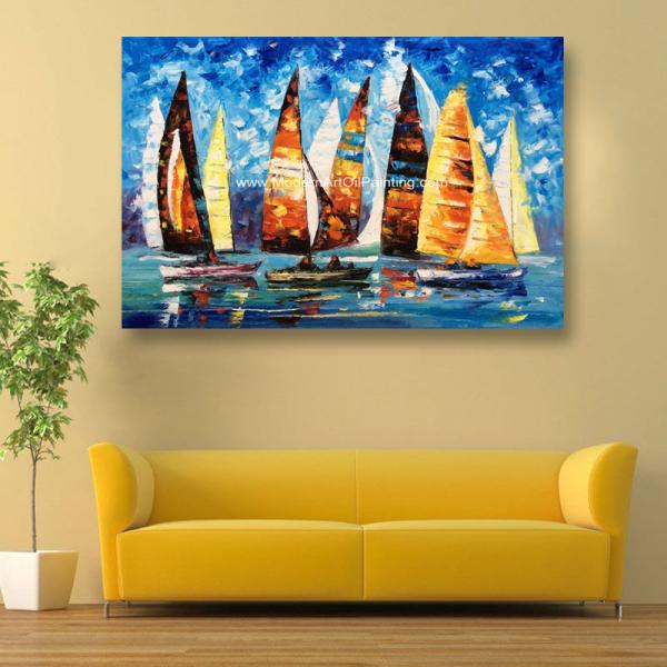Abstract Sailing Ship Oil Painting by palette knife / Hand Painted Thick Oil Painting