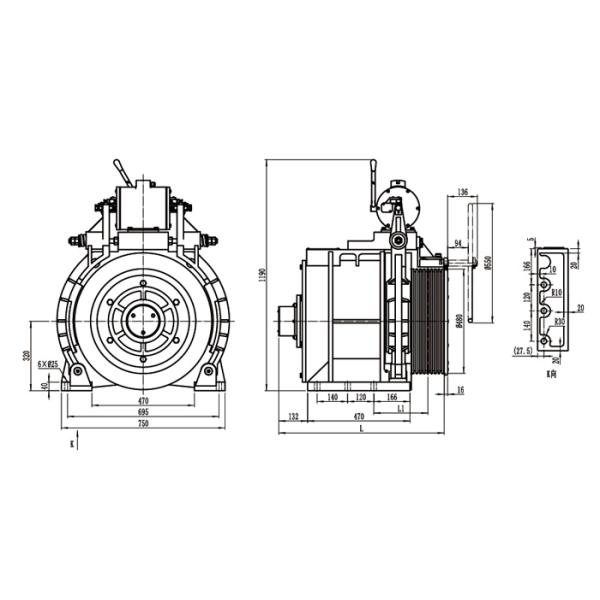 Permanent Mangnet Synchronous Gearless Elevator Machine For Passenger Lift Single Wrap