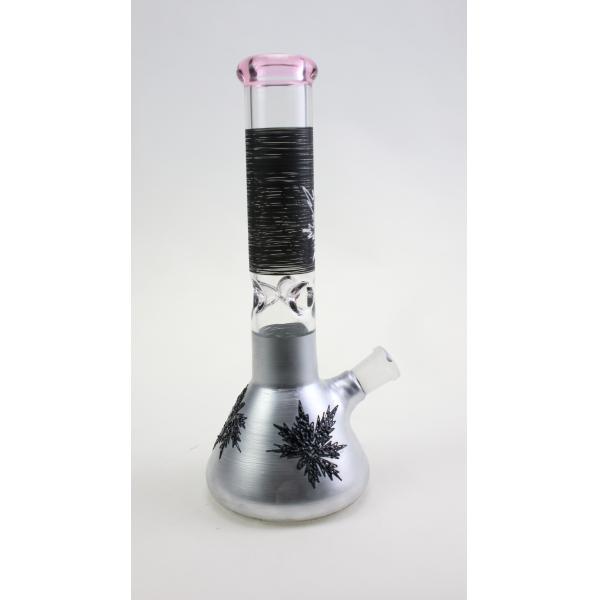Engraved 14 Inch Beaker Smoking Glass Water Hookah Pipe 35mm