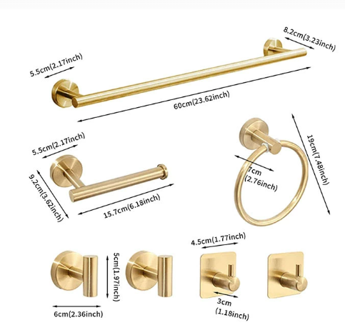 Bathroom hardware set, stainless steel towel bar set, cross-border towel rack, toilet paper holder, perforated hook, bathroom hanging accessories