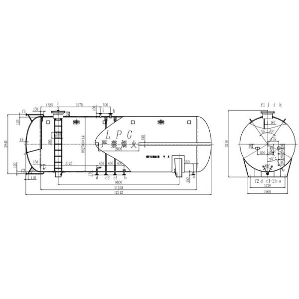 DN2700mm 70000 Liters LPG Storage Tank For Gas Station