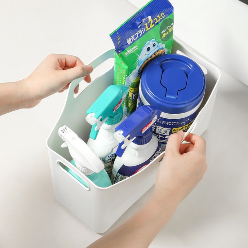 Plastic Handle Storage Box Kitchen Cabinet Clutter Organizer Bathroom Supplies Storage Basket PE Soft Storage Basket