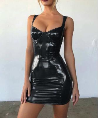 Small Quantity Clothing Factory Sexy Shiny Wrap Bust Sling Dress With Zipper