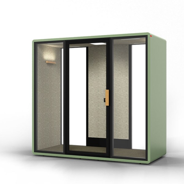 Modular Glass Office Vocal Isolation Booth High Density Acoustic Work Pods