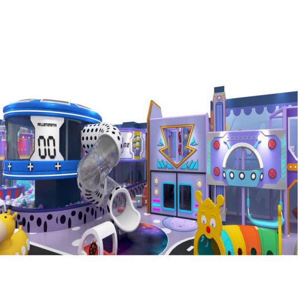 Macaron Custom Indoor Family Entertainment Center Soft Play Castle Slide Maze Trampoline Playground
