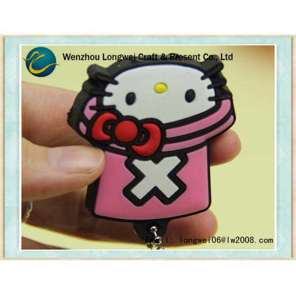 Kitty Cat 2D Soft PVC Rubber Keychain , PVC Key Ring Vivid Color