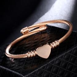 Rhodium Plated Wrist Bangle Bracelet , 18k Gold Heart Shape Bracelet For Ladies