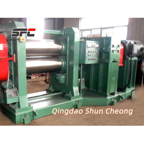 Two Roll Rubber Calender Machine with Hollow Smooth Roll, 360mm Roll Diameter, and 37KW Main Motor Power