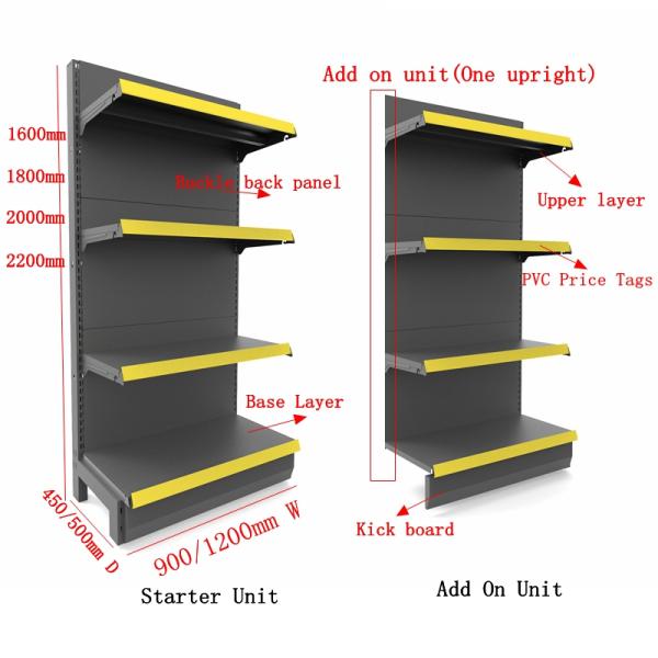 0.5mm Thickness Pegboard Supermarket Steel Racks Base Foot Welded With Columns