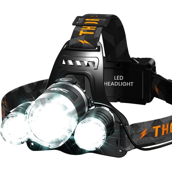 Rechargeable Headlamp, 8 LED 18000 Lumen Bright Headlamp with Red Light, IPX4 Waterproof USB Headlight, Head Lamp