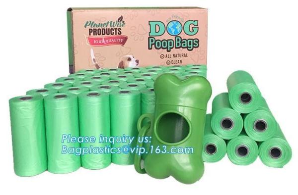 LED Flashlight Dog Waste Bag Dispenser Holder with Pet Waste Bag Poop Roll Bags, BPI ASTM D6400 EN13432 Approval Customi