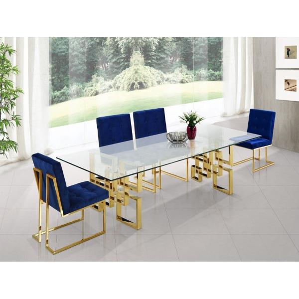 Luxury Home White Upholstered Dining Chairs With Gold Legs