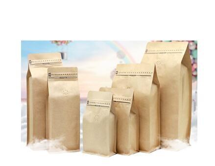 Coffee 100g resealable zipper stand up foil lined kraft paper coffee bag with valve