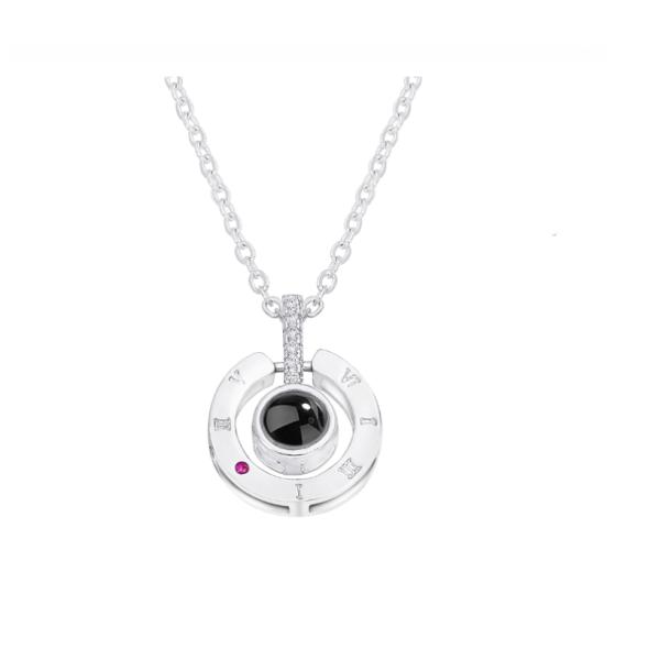 Stainless Steel Rose Gold Silver 100 Languages I Love You Projection Pendant Necklace