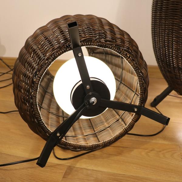 Customized Luxurious Rattan Floor Lamp , Indoor Creative Wicker Floor Light