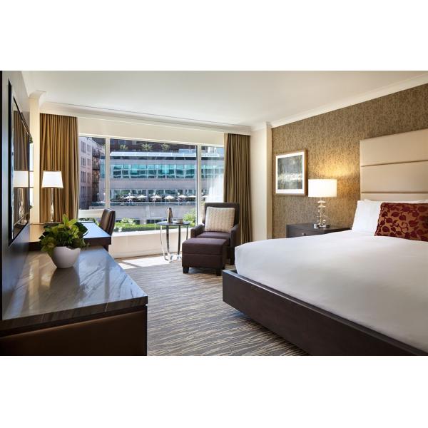 Commercial Style Leather Double Size Hotel Furniture Set Wooden Frame