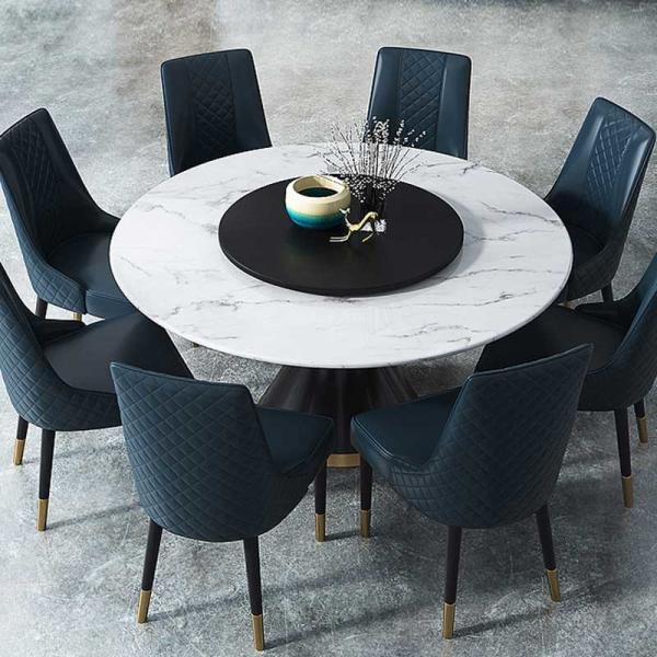 Italian Style Marble Top Dining Table And Chairs Set Round White Heavy Duty