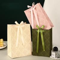 Sacs cadeaux de luxe en relief 3D, sacs à main en papier damassé vintage avec rubans de satin