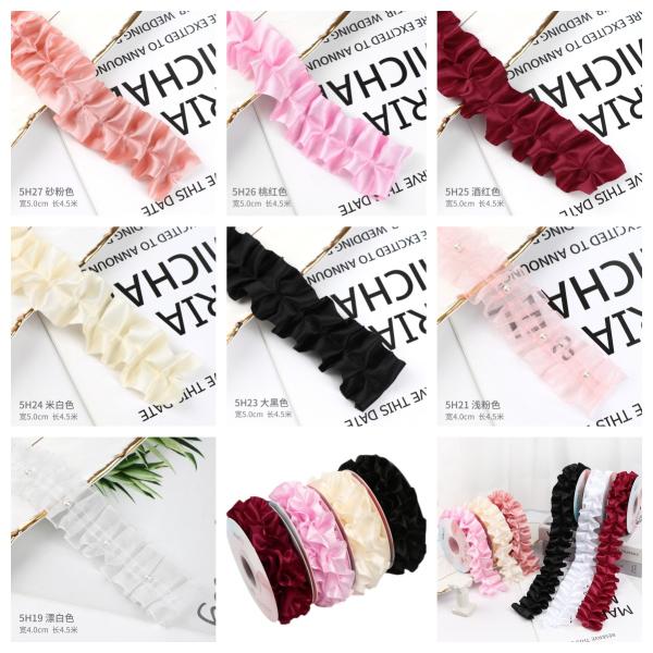 4.0cm*4.5m Cinta de poliéster de borde arrugado para empacar flores