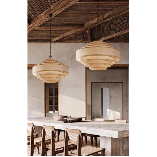 Living Dining Bedroom B&B Decoration Home Pendant Lights Indoor Lighting Fixtures Japan Style Wabi Sabi Fabric Chandelier (WH-VP-303)