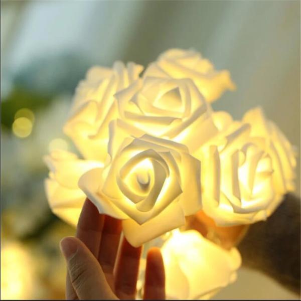 1.5M 10LED Artificial Rose Flower Garland String Light LED Fairy Lights Valentine's Day Wedding Christmas Party Decorations