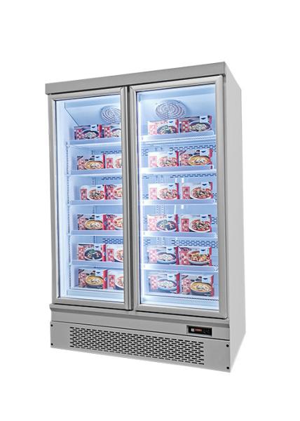 Commercial monture en bas vertical congélateur à haute vitesse réfrigérateur multi-portes en verre