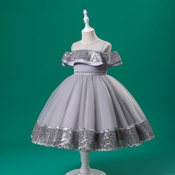 Cotton Children's Dress Clothing Mid length Sequin Design Girls Princess Dress