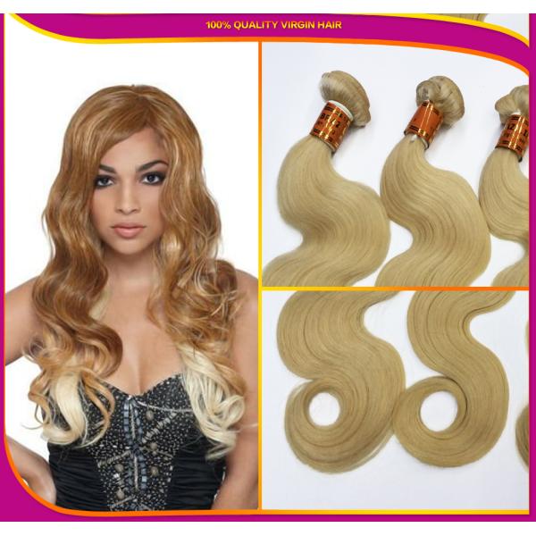 Original 100%  Brazilian Human Hair Wefts Premium Blonde 613#  Virgin Hair Body Wave Lace Closure To Match
