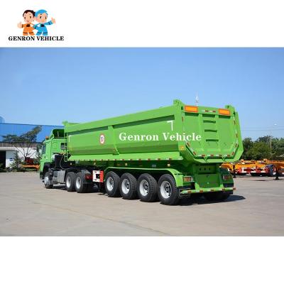 4 Axles 50T Dump Semi Trailers Hydraulic Rear Tipper Semi Trailer With WABCO Valve