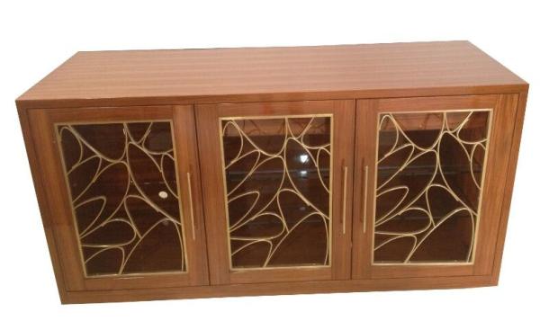 Classic 3 Door Hotel Bedroom Dresser / Console , Walnut Writing Table