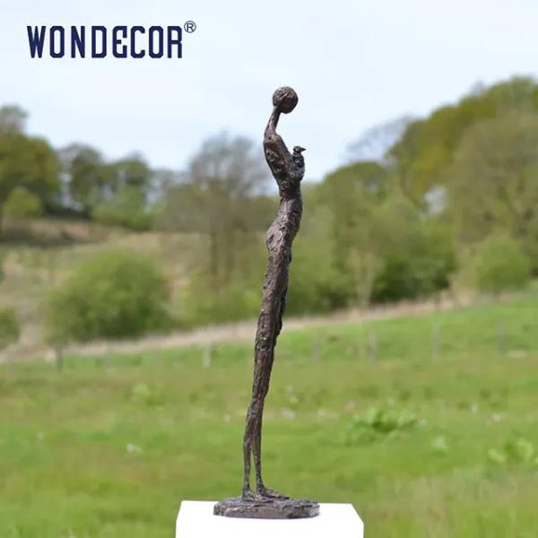 modern high-quality Outdoor abstract person holding rabbit bronze sculpture