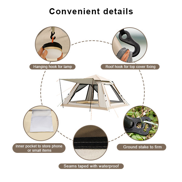 Автоматическая палатка для кемпинга на открытом воздухе для 4 человек 210D из оксфордской ткани