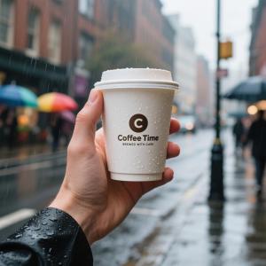 OEM Disposable White Kraft Paper Coffee Cup Custom Logo Wrapping Gold Foil Hot