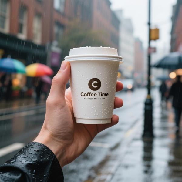 OEM Disposable White Kraft Paper Coffee Cup Custom Logo Wrapping Gold Foil Hot Stamping Paper Cups