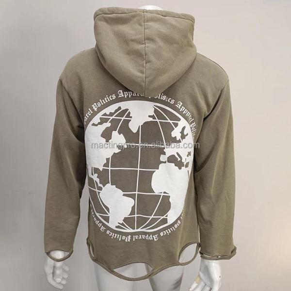 S-6XL Dtg Printing Hoodies Oversized French Terry Cotton Hoodie With Distressed Ripped