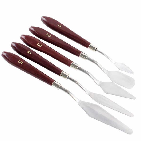 5 Piece Stainless Steel Artist Palette Knife Set For Oil Acrylic Paint Cake Decorating