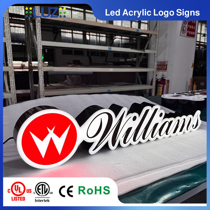 Custom 3D Script Letter Acrylic LED Sign Front-Lit Connected Channel Logo