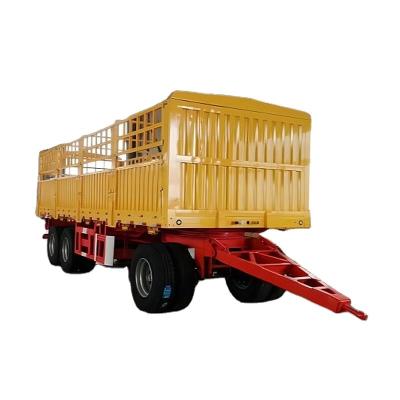 Iron Mechanical Suspension 40T Payload Tare Weight About 8.5T 4 Axle Drawbar Full Fence Trailer