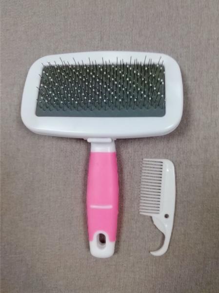High Quality Stainless Steel Pins Universal Curved Pet Slicker Brush With Plastic Handle easy clean hair slicker brush