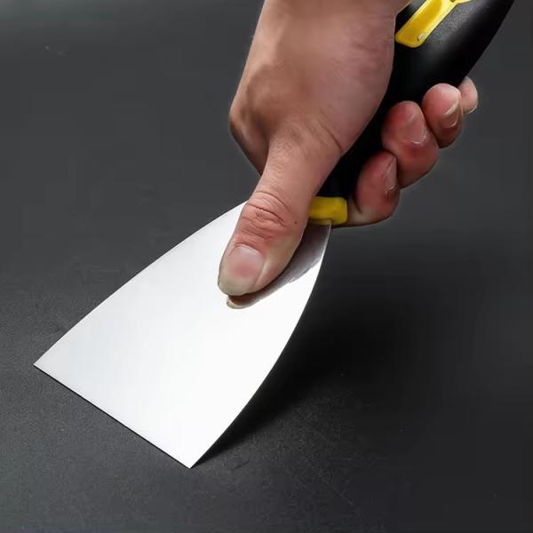 Mirror surface polished 420 stainless steel flexible blade non-slip handle putty knife with screwdriver end