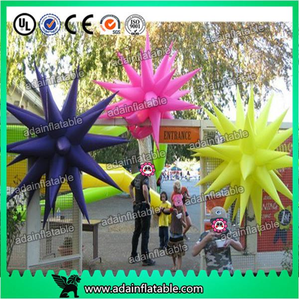 Purple Pink Yellow 2m Inflatable Star Balloons With Lights Oxford Cloth