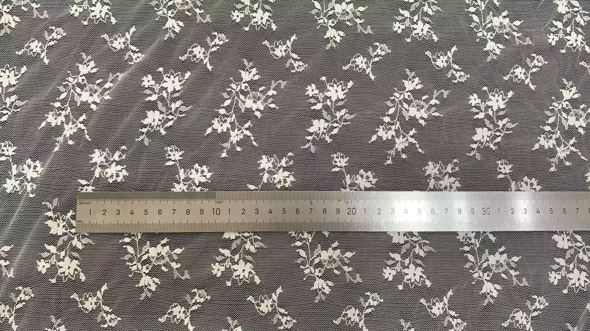 Soft 100% Polyester Scattered Floral Mesh Tulle, Lightweight Small Flower Printed Sheer Net Fabric for Wedding Garment