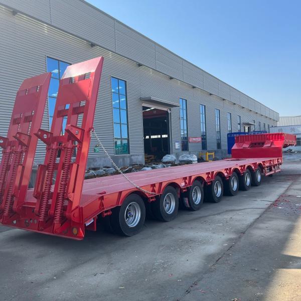 Max Payload 60T Low Bed Semi Trailer For Transporting Heavy Duty Machinery