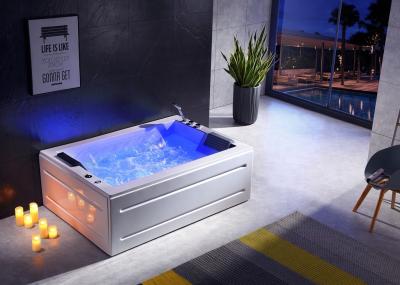 Ladodo E-8007 Two Person Acrylic Freestanding Rectangle Bathtub With Double Waterfall