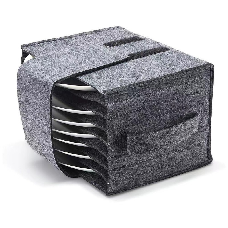 Felt Plate Organizer Bag Picnic Camping Cutlery Organizer Bag Portable Tiled Storage Bag