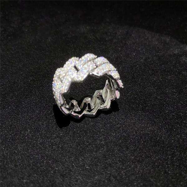 Диапазон Chai связи серебряного кольца вечности Moissanite кубинський отрезал установку когтя золота 18K